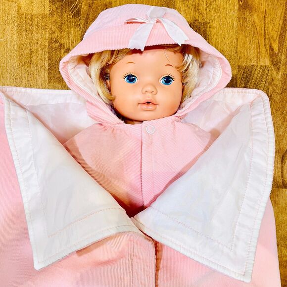 VTG 60s Robe-n-Hood Pink Corduroy Baby Doll Bunting Blanket Vintage Doll Prop - Picture 1 of 16